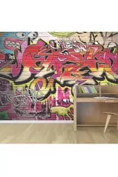 City Graffiti Wall Multi Matt Smooth Paste the Wall Mural 300cm wide x 240cm high