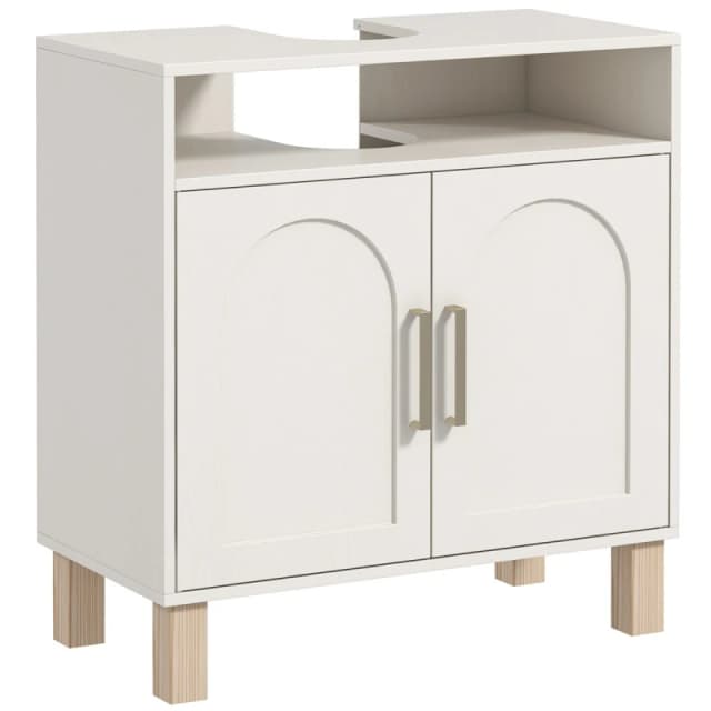 HOMCOM HOMCOM Under Sink Bathroom Cabinet for Basin without Pedestal, Cream White Cream One Size Unisex 5063603044623