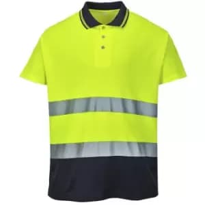 Portwest S174YNRXXXL - sz 3XL Two Tone Cotton Comfort Polo - Yellow/Navy - Yellow/Navy
