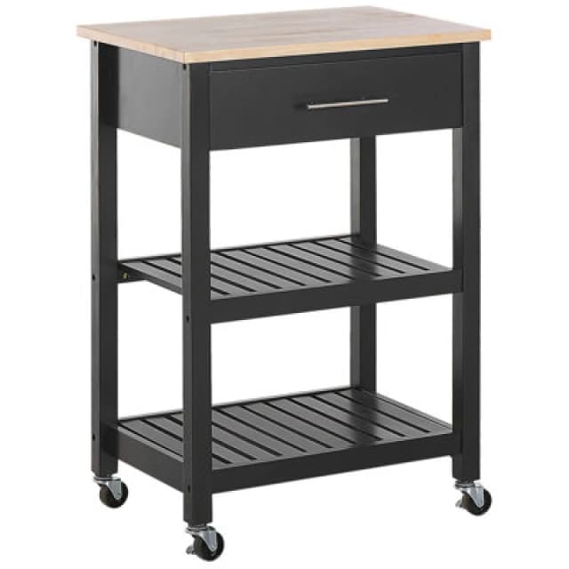 Beliani Kitchen Trolley Hiuma Wood Black