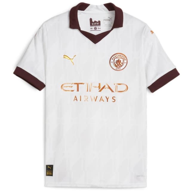 Puma Manchester City Away Shirt 2023 2024 Juniors White/Bronze male 5-6 (XS)