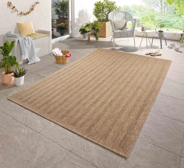 Modern Herringbone Design Outdoor-Indoor Rugs Jute 160X230 Cm