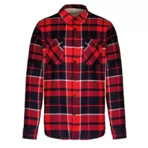 Kariban Mens Sherpa Lined Checked Shirt Jacket (L) (Red/Navy)