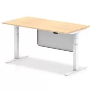 Air 1600 x 800mm Height Adjustable Desk Maple Top White Leg With White
