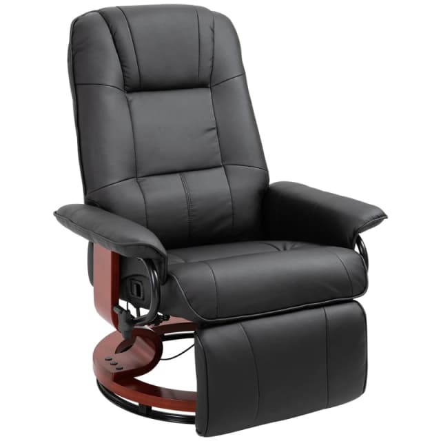 HOMCOM HOMCOM Manual Recliner Swivel Reclining Chair with Footrest Armrests, Black Size: Armchair Black Armchair Unisex 5063603055421