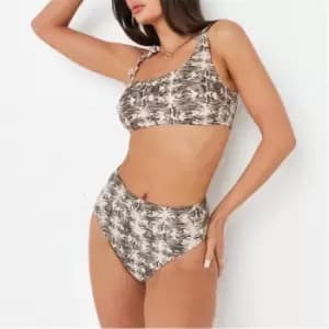 Missguided Tall Printed High Waisted High Leg Bikini Bottoms - Multi