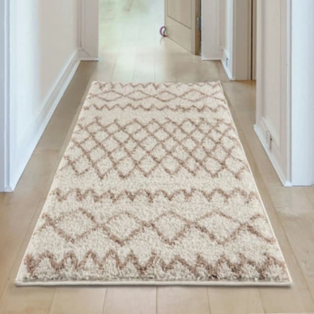 The Rugs Moroccan Ivory Shaggy Living Room Rug 930