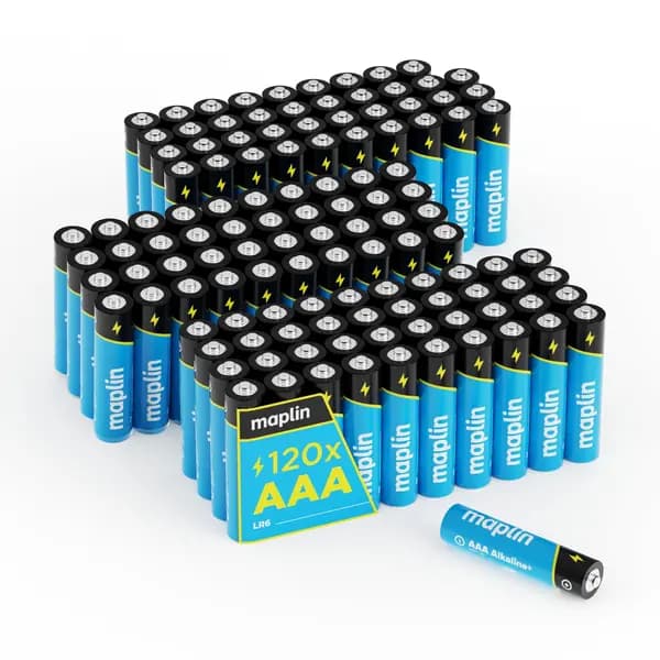 Maplin Maplin AAA LR03 7 Year Shelf Life 1.5V High Performance Alkaline Batteries (Pack of 120) LR03X40x3