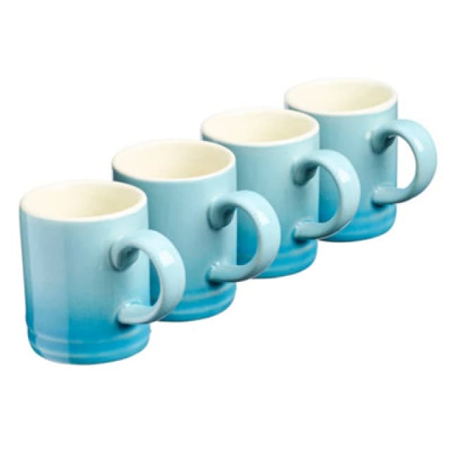 Cooks Professional Set Of 4 Espresso Coffee Cups - Dishwasher & Microwave Safe Mini Stoneware Mugs 100ml Capacity - Blue