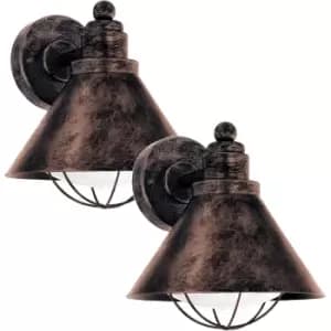 2 PACK IP44 Outdoor Wall Light Antique Copper Shade Porch Lamp 1x 40W E27