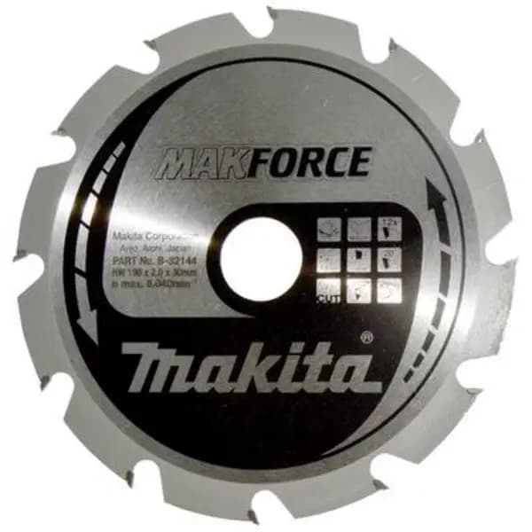 Makita Makita MAKFORCE B-32144 Carbide metal circular saw blade 190 x 30 x 1.4mm Number of cogs: 12 B-32144