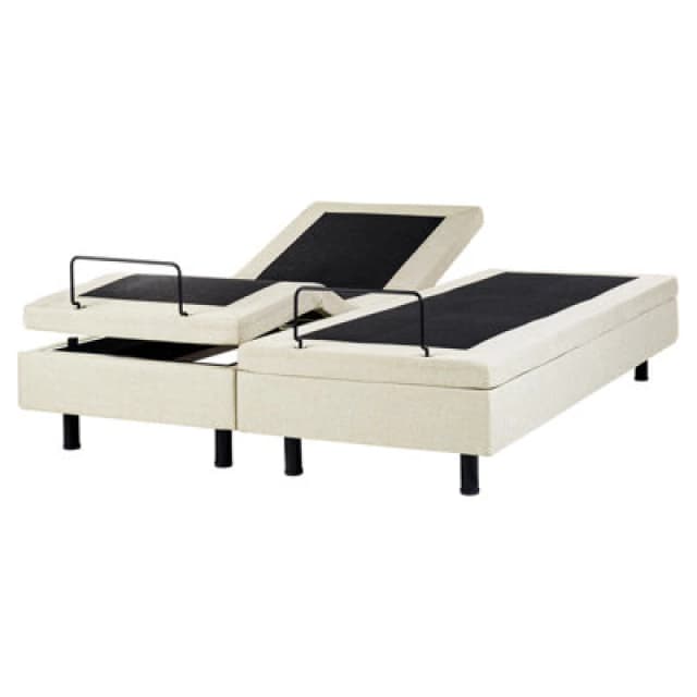 Beliani Adjustable Bed Without Headboard Fabric Duke Ii 160 X 200 Cm (Eu King Size) Beige