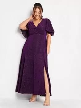 Yours Metallic Maxi Dress, Purple, Size 16, Women