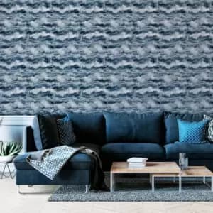 Arthouse Painted Canvas Navy Wallpaper