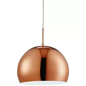 Searchlight Industrial - 1 Light Small Dome Ceiling Pendant White, Copper, E27