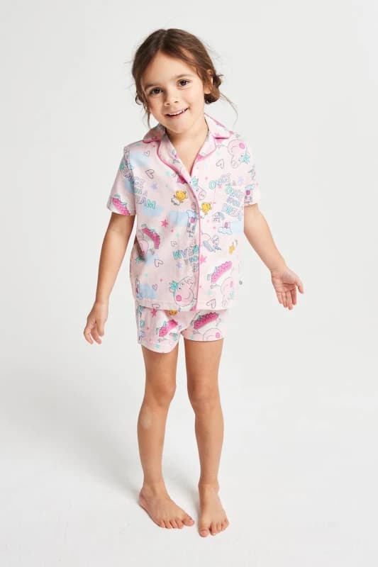 Brand Threads Peppa Pig Short Pyjama Set Size: 4-5 Years Multicolor Unisex 4-5 Years