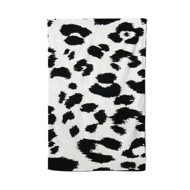 Warren Reed - Designer Black Leopard Print Tea Towel Black Unisex
