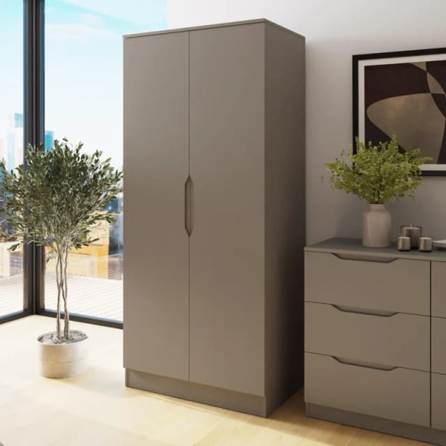 FWStyle FWStyle Luno 2 Door Putty Modern Double Wardrobe in Beige Beige One Size Unisex 5056413129826