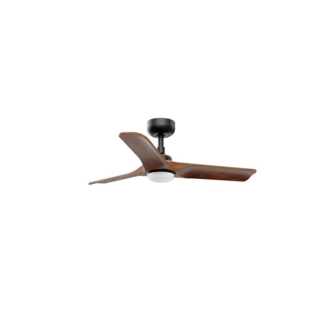 Netlighting Heywood Small LED White Light Wood DC Ceiling Fan 6 Speed in Black Unisex