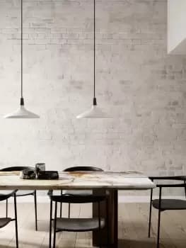 DFTP Nori 39 Indoor Living Dining Metal Pendant Ceiling Light in White (Diam) 39cm