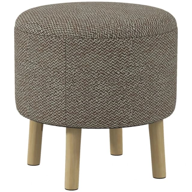 HOMCOM Storage Ottoman, Round Stool Chair With Cushioned Top, Hidden Space Light Grey 838-437V70LG