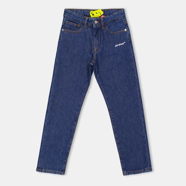 Off White Kids Straight Fit Denim Jeans Blue/White male 12Y
