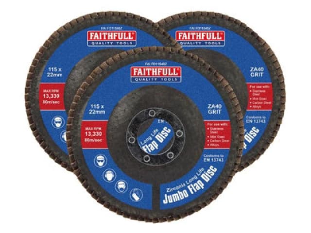 Faithfull Zirconia Abrasive Jumbo Flap Disc FAIFD11540Z3 Diameter: 115mm