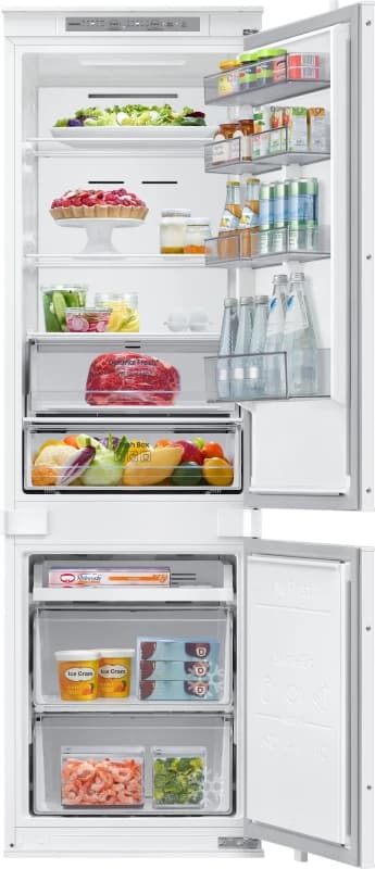 Samsung Series 6 SpaceMax BRB70F26DES0EU 178cm High 70/30 Integrated No Frost Fridge Freezer with Sliding Door Fixing Kit - White - E Rated