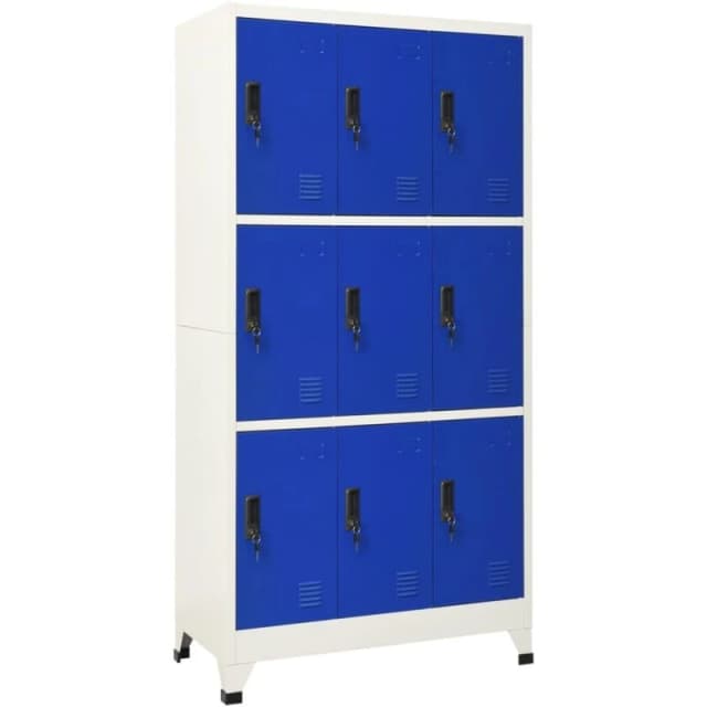 VIDAXL Locker Cabinet Grey and Blue 90x45x180cm Steel Vidaxl 8720286701164