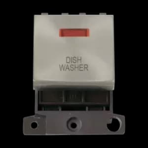 Click Scolmore MiniGrid 20A Double-Pole Ingot & Neon Dishwasher Switch Satin Chrome - MD023SC-DW