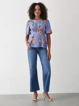 Dorothy Perkins Floral Shirred Front Detail Tea Blouse - Purple, Purple, Size 10, Women