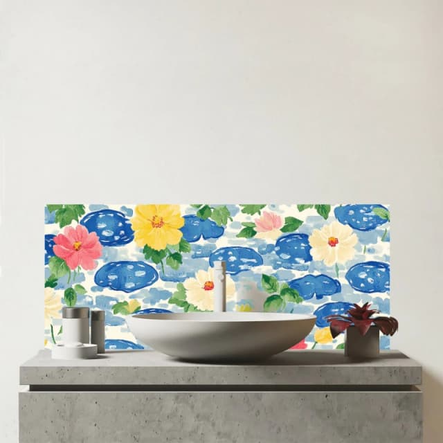 Warren Reed - Designer Puddles & Rain Design Glass Bathroom Splashback Multicolor Unisex