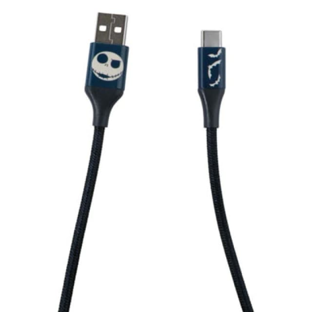 Disney Nightmare Before Christmas 6ft USB-A To Type-C Braided Charging Cable Jack Bats in Blue Blue One Size Unisex 8101167124102