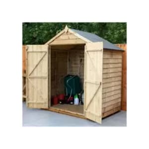 6' x 4' Forest Overlap Pressure Treated Windowless Apex Wooden Shed (1.89m x 1.34m) - Natural Timber