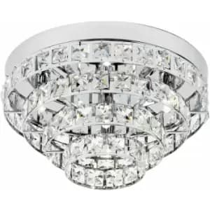 Loops - Semi Flush Ceiling Light Chrome & Crystal 4 Bulb Round Feature Lamp Holder Kit