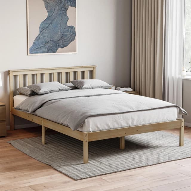 Lassic Vida Designs Milan Double Wooden Bed, Low Foot Pine unisex Double
