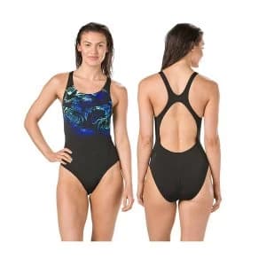 Speedo SwirlyAqua Recordbreaker Swimsuit Black/Blue/Blue 32"