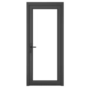Crystal uPVC Clear Single Door Full Glass Right Hand Open 840mm x 2090mm Clear Glazing - Grey