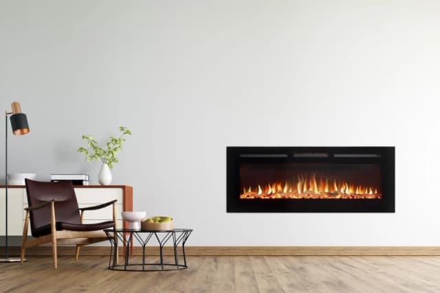 Adam Fires & Fireplaces Orlando Inset / Wall Mounted Electric Fire, 50" in Black Unisex