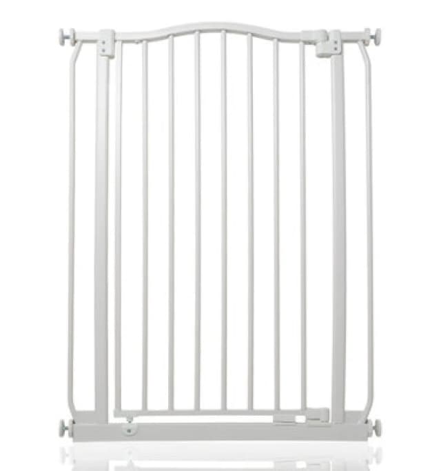 Safetots Extra Tall Curved Top Safety Gate, 71Cm - 80Cm, Matt White, Extra Tall 100Cm In Height, Pressure Fit Stair Gate