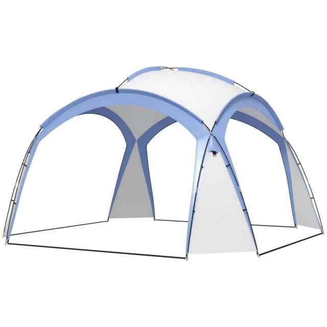 Outsunny 3.5 x 3.5M Camping Gazebo, Outdoor Event Shelter Dome Tent Garden Sun Shelter Patio Spire Arc Pavilion Camp Sun Shade Light Blue