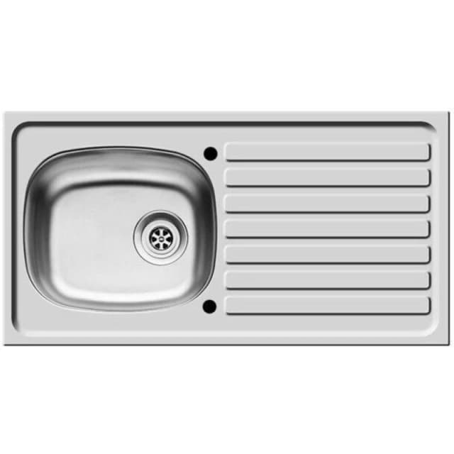 Balterley Contemporary Reversible 1 Bowl Stainless Steel Kitchen Sink, 940mm in Metallic Silver Metallic Silver Unisex
