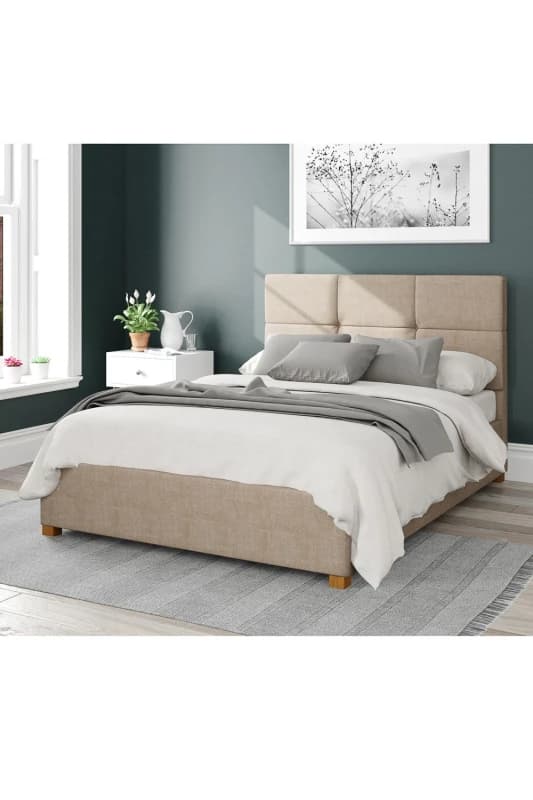Aspire Aspire Caine Upholstered Ottoman Storage Bed, Malham Weave Fabric in Taupe Size: Double Taupe Double Unisex 5057632187932