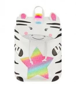 Accessorize Girls Zoe Zebra Rainbow Backpack - White