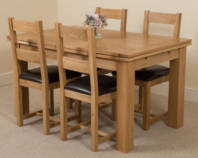 Thats Furniture Richmond 140-220cm Oak Extending Dining Table & 4 Lincoln Chairs in Brown Brown Unisex