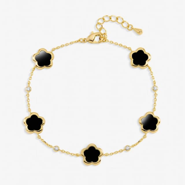 Inicio Gold and Jet Flower Station Bracelet - Gift Pouch Chain Bracelets One Size Gold 41636710000