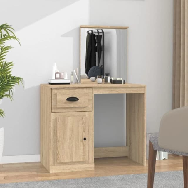 VIDAXL Dressing Table with Mirror Sonoma Oak 90x50x132.5cm Engineered Wood Vidaxl 8720845794057