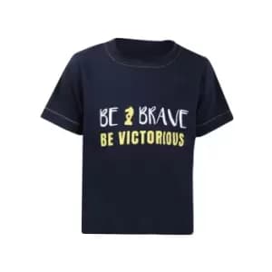 Little Knight Childrens/Kids Be Brave T-Shirt (11-12 Years) (Navy/Yellow)