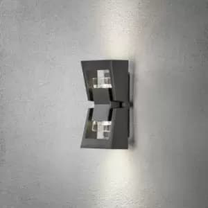 Potenza Outdoor Small Modern Up Down Wall Light, Anthracite GU10, IP54
