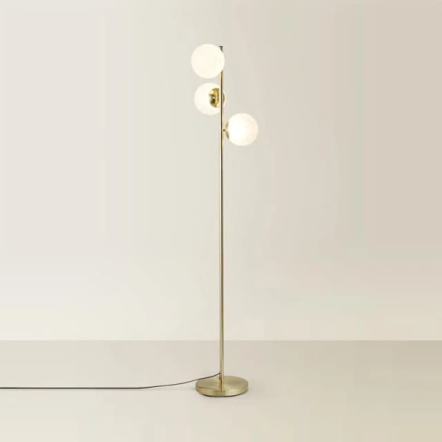 ValueLights ValueLights Jas Gold Floor Lamp with White Confetti Glass Globe Shades and Bulbs White One Size Unisex 5059406069208